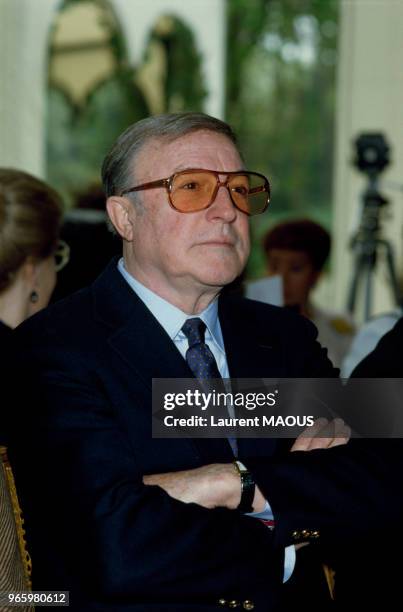 Acteur chanteur américain Gene Kelly au Congrès Intercoiffure le 23 avril 1985 à Paris, France.