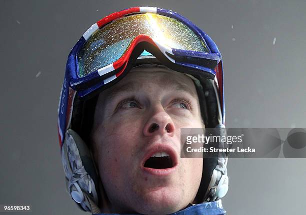 Bryon Wilson of United States competes in the men's freestyle skiing moguls practice held at Cypress Mountain ahead of the Vancouver 2010 Winter...