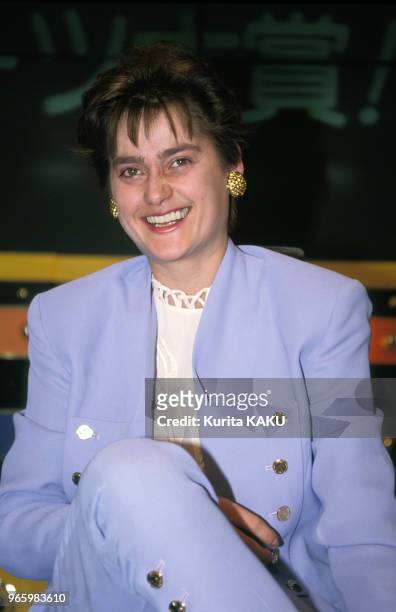 Nadia Comaneci, gymnaste roumaine, le 20 février 1990 à Tokyo, Japon.