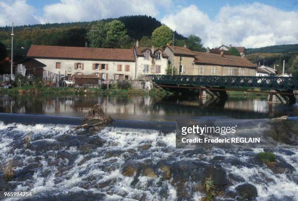 Le lieu de la découverte du corps de Grégory Villemin, dans la rivière Vologne à Docelles, dans les Vosges, le 21 octobre 1984, France.