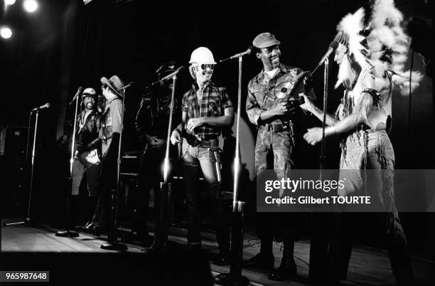 Le groupe disco 'Village People' au MIDEM de Cannes, France, en janvier 1980.