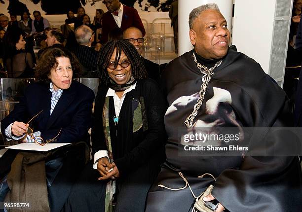 Writer Fran Lebowitz, actress Whoopi Goldberg and Vogue Editor Andre Leon Talley attend Chado Ralph Rucci Fall 2010 during Mercedes-Benz Fashion Week...