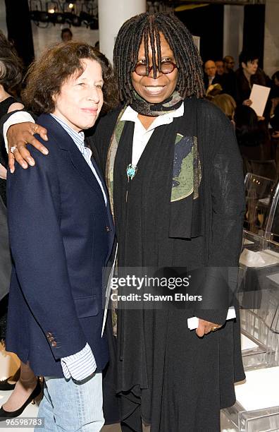 Writer Fran Lebowitz and actress Whoopi Goldberg attends Chado Ralph Rucci Fall 2010 during Mercedes-Benz Fashion Week at on February 11, 2010 in New...