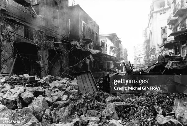 Beyrouth pendant la guerre civile le 21 septembre 1975, Liban.