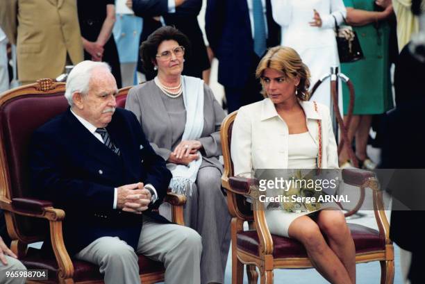 Le Prince Rainier III de Monaco et la Princesse Stéphanie de Monaco à l'Inauguration du Grimaldi Forum le 20 juillet 2000 à Monaco.