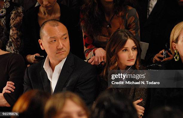 Joe Zee and Olivia Palermo attend the Ports 1961 Fall 2010 fashion show during Mercedes-Benz Fashion Week at Bryant Park on February 11, 2010 in New...