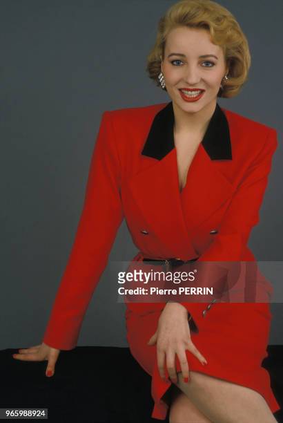 Close up Pauline Lafont, actrice, le 16 février 1985 à Paris, France.