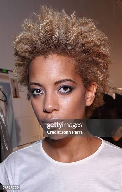 Carly Chushnie backstage Cushnie Et Ochs during Mercedes-Benz Fashion Week Fall 2010 at Stage 37 on February 11, 2010 in New York City.