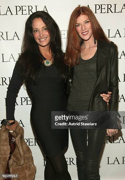 Emma Snowdon Jones and Annabelle Varitian attend the La Perla Fall 2010 Fashion Show during Mercedes-Benz Fashion Week at Lehmann Maupin Gallery on...