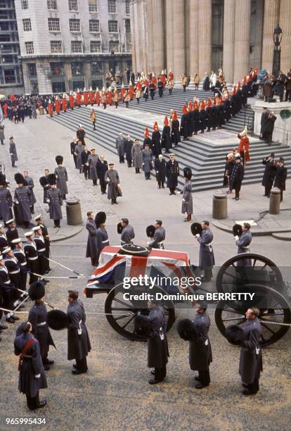 Funérailles nationales de Winston Churchill à la cathédrale Saint-Paul de Londres, 30 janvier 1965, à Londres, Royaume-Uni.