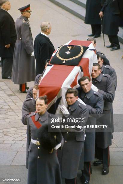 Funérailles nationales de Winston Churchill à la cathédrale Saint-Paul de Londres, 30 janvier 1965, à Londres, Royaume-Uni.