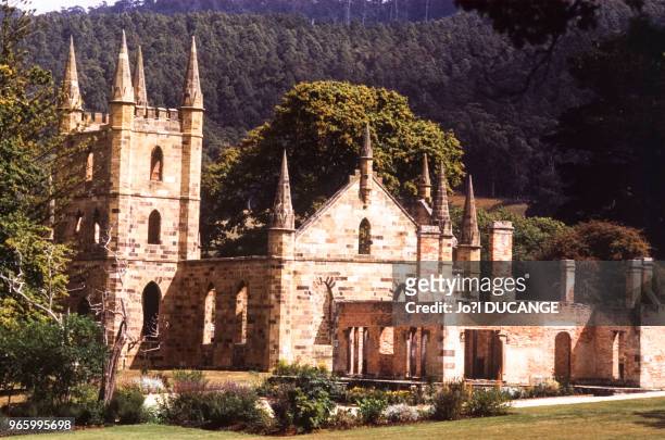 église de Port Arthur, construite par les détenus du bagne, le 22 mars 1994, en Tasmanie, Australie.
