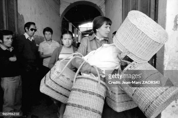 People in the central market in Cajamarca in Peru, on June 26, 1983.