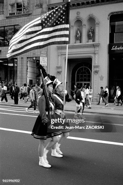 Parade sur la 5e Avenue, en l'honneur du militant pour les droits civiques des Noirs aux États-Unis et prix Nobel de la paix, Martin Luther King , à...