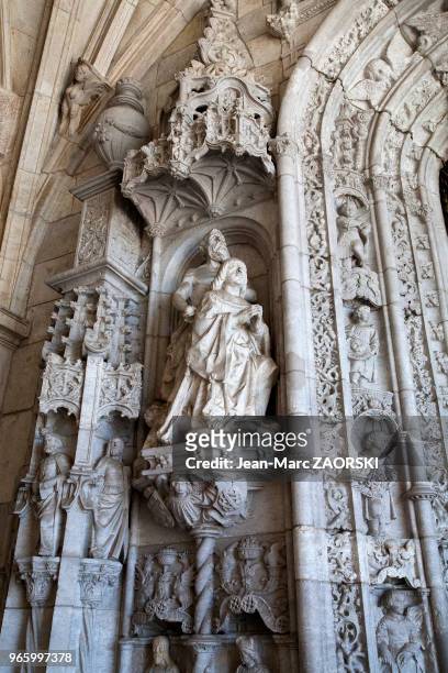 Détail de décoration extérieure et d'architecture de l'église Santa Maria du monastère des Hiéronymites de l'Ordre de Saint-Jérôme, de style...
