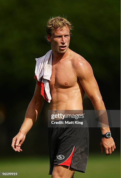 Craig Bolton of the Swans looks on during a Sydney Swans intra-club AFL match at Lakeside Oval on February 12, 2010 in Sydney, Australia.