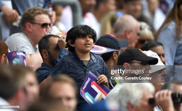 Young cricket fans during the 2nd NatWest Test match between England and Pakistan at Headingley on June 1, 2018 in Leeds, England.