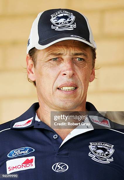 Geelong Coach Mark Thompson looks on during a Geelong Cats intra-club AFL match at Gipps Road Park on February 12, 2010 in Sydney, Australia.