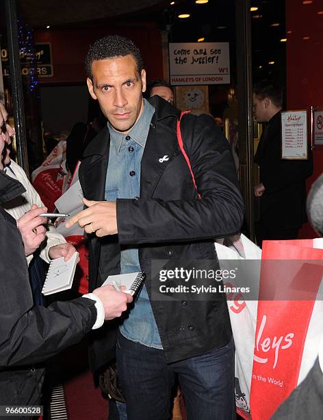 Rio Ferdinand attends Hamley's 250th Birthday party at Hamleys Store on February 11, 2010 in London, England.