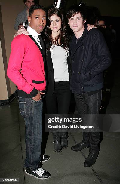 Actors Brandon T. Jackson, Alexandra Daddario and Logan Lerman attend a fan meet and greet for "Percy Jackson & the Olympians: The Lightning Thief"...