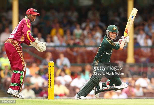 Michael Clarke of Australia bats during the Third One Day International match between Australia and the West Indies at Sydney Cricket Ground on...