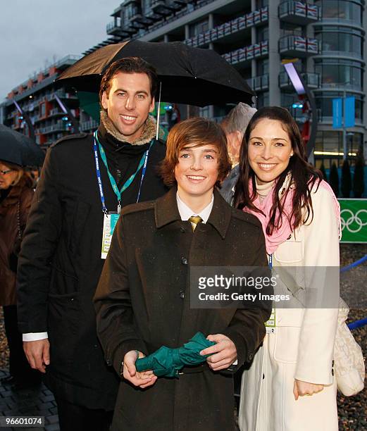 Former Olympic swimmer Grant Hackett , Snowboarder Scott James and TV presenter Giaan Rooney attend the Australian Flag Raising Ceremony ahead of the...