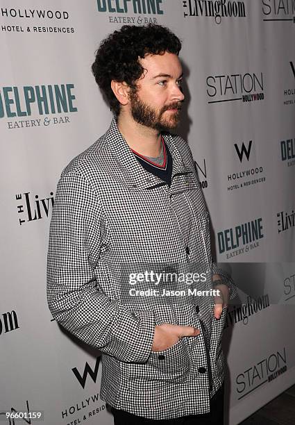 Danny Masterson arrives at the grand opening party for Delphine restaurant at W Hollywood Hotel & Residences on February 11, 2010 in Hollywood,...