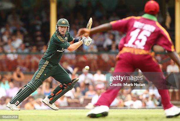 Cameron White of Australia bats during the Third One Day International match between Australia and the West Indies at Sydney Cricket Ground on...