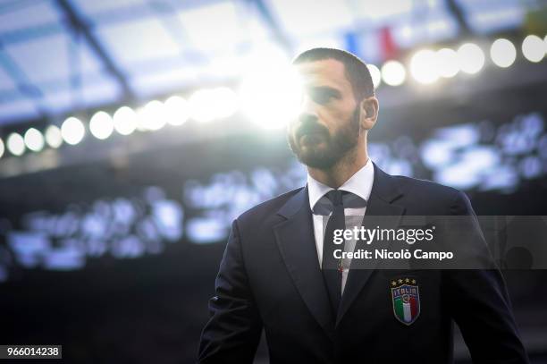 Leonardo Bonucci of Italy looks on prior to the International Friendly football match between France and Italy. France won 3-1 over Italy.