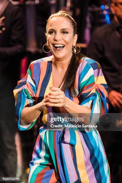 Jun 1: Ivete Sangalo performs live on stage at Allianz Parque Hall on June 1, 2018 in Sao Paulo, Brazil.