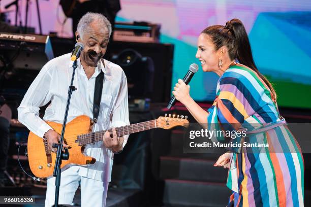 Jun 1: Gilberto Gil and Ivete Sangalo performs live on stage at Allianz Parque Hall on June 1, 2018 in Sao Paulo, Brazil.