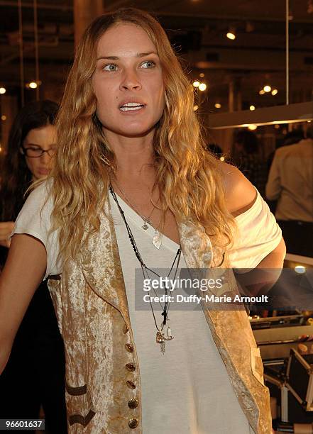Model Erin Wasson attends Erin Wasson + RVCA Fall 2010 during Mercedes-Benz Fashion Week at ABC Carpet on February 11, 2010 in New York City.
