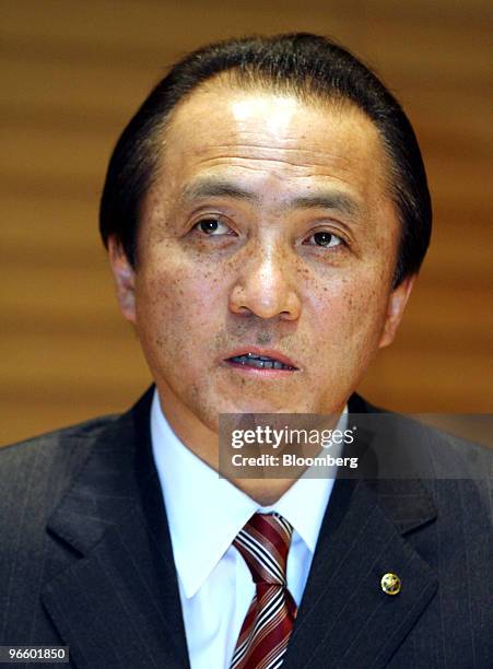 Hiroyuki Yanagi, senior executive officer and president designate of Yamaha Motor Co., speaks during a news conference in Tokyo, Japan, on Friday,...