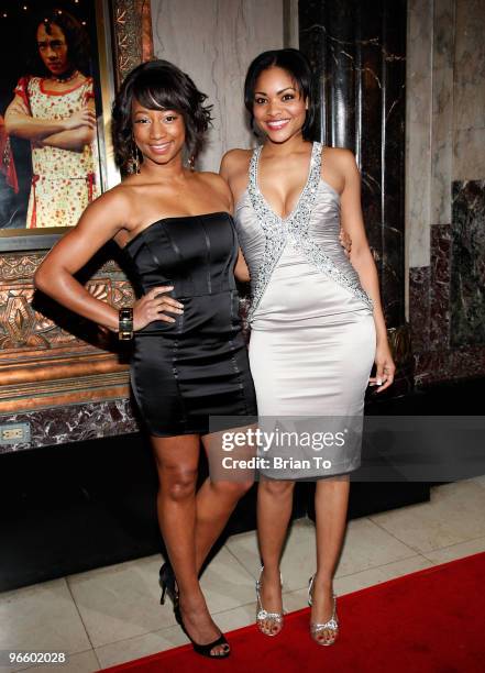 Monique Coleman and Erica Hubbard attend the opening night of ''The Color Purple'' at the Pantages Theatre on February 11, 2010 in Hollywood,...