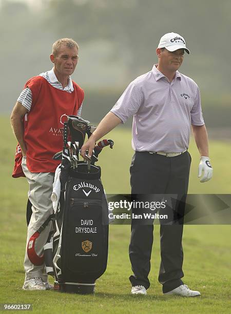 David Drysdale of Scotland in action during Round Two of the Avantha Masters held at The DLF Golf and Country Club on February 12, 2010 in New Delhi,...