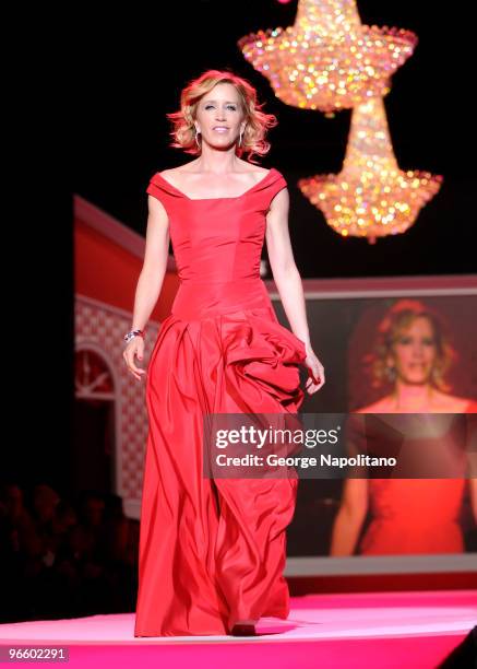 Felicity Huffman attends the The Heart Truth Red Dress Collection Fall 2010 fashion show during Mercedes-Benz Fashion Week at Bryant Park on February...