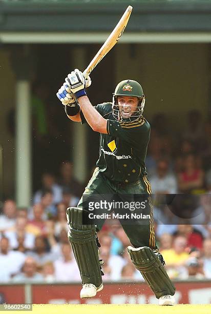 Michael Hussey of Australia bats during the Third One Day International match between Australia and the West Indies at Sydney Cricket Ground on...
