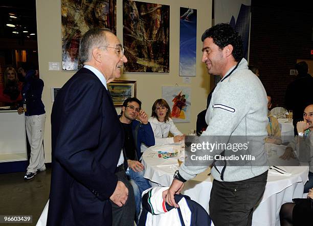 Alberto Tomba and Franco Carraro at Casa Italia on February 11, 2010 in Vancouver, Canada.