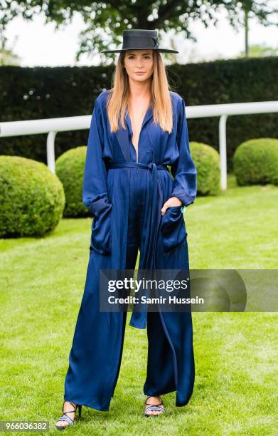 Millie Mackintosh attends the Epsom Derby at Epsom Racecourse on June 2, 2018 in Epsom, England.