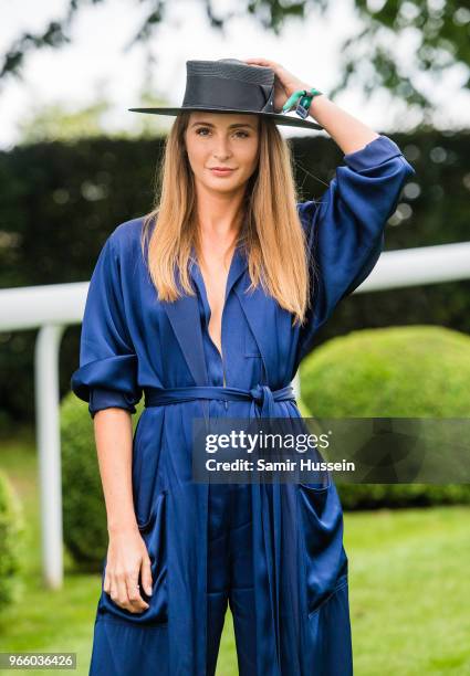 Millie Mackintosh attends the Epsom Derby at Epsom Racecourse on June 2, 2018 in Epsom, England.