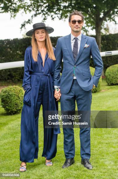 Hugo Taylor and Millie Mackintosh attends the Epsom Derby at Epsom Racecourse on June 2, 2018 in Epsom, England.