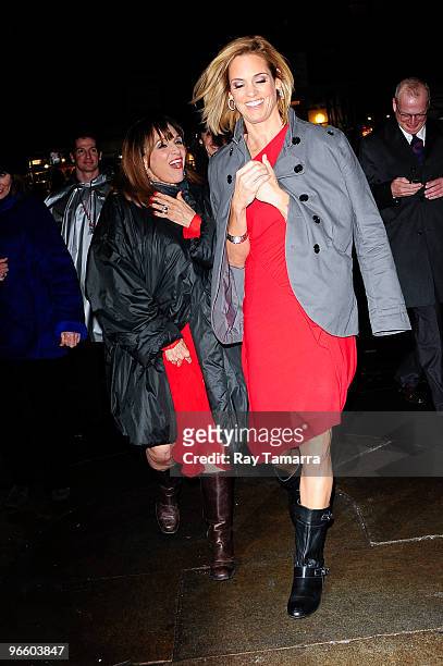 Actress Valerie Harper and swimmer Dana Torres walks in Bryant Park on February 11, 2010 in New York City.