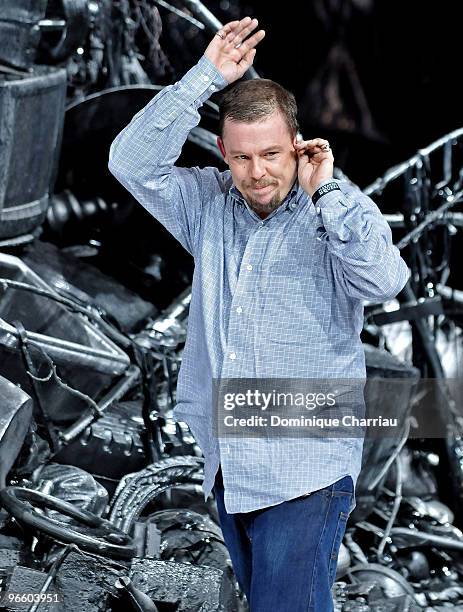 Alexander McQueen walks the runway at the Alexander McQueen Ready-to-Wear A/W 2009 fashion show during Paris Fashion Week at POPB on March 10, 2009...