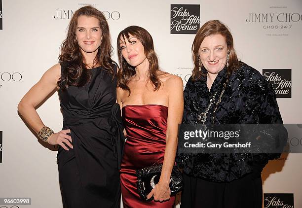 Actress Brooke Shields, founder & president, Jimmy Choo, Tamara Mellon, and editor-in-chief, Harper's Bazaar, Glenda Bailey, attend the Choo 24:7 By...