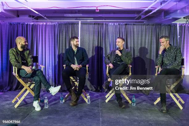 Kid Hops Harrison Mills and Clayton Knight of ODESZA and Adam Foley of Red Light Management participate in a panel discussion on touring during...