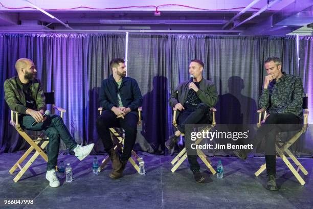 Kid Hops Harrison Mills and Clayton Knight of ODESZA and Adam Foley of Red Light Management participate in a panel discussion on touring during...