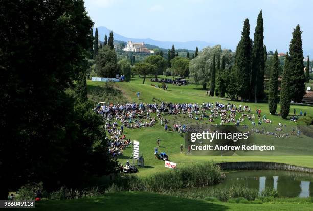 Thomas Pieters of Belgium putts on the 12th green during day three of the Italian Open on June 2, 2018 in Brescia, Italy.