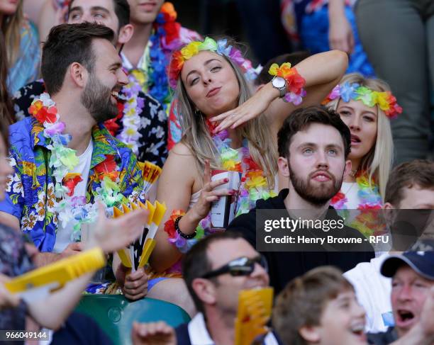 Fans during the HSBC London Sevens at Twickenham Stadium on June 2, 2018 in London, United Kingdom.