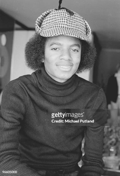 American singer and songwriter Michael Jackson wearing a deerstalker, New York, 1977.