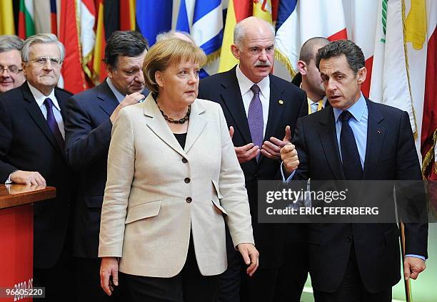 Central Bank President Jean-Claude Trichet, European Commission President Jose Manuel Barroso, German Chancellor Angela Merkel, Greek Prime Minister...